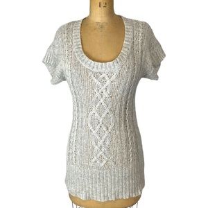 5/$25 Old Navy Light Grey Short Sleeve Wool Blend Sweater Size S